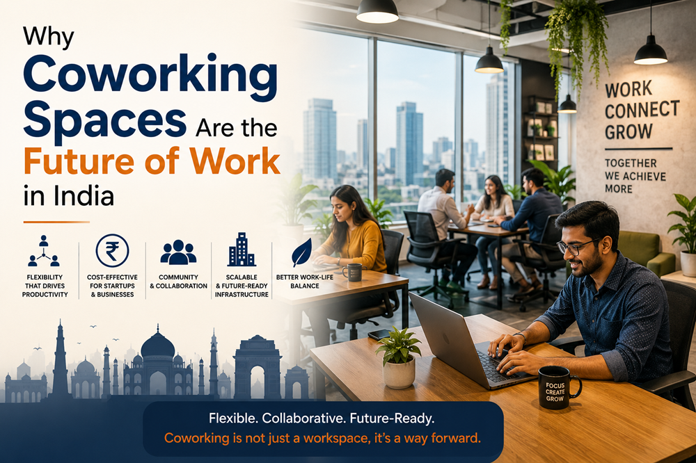 Professionals working in a modern coworking office environment