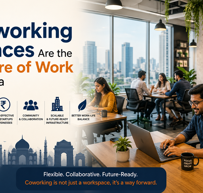 Professionals working in a modern coworking office environment